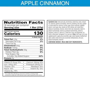 Nutri-Grain Soft Baked Breakfast Bars, Made with Whole Grains, Kids Snacks, Value Pack, Apple Cinnamon, 20.8oz Box (16 Bars)- Pack of 3