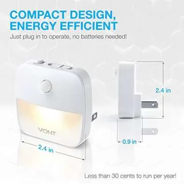Vont Motion Sensor Night Light, [4 Pack] Plug in Dusk Till Dawn Motion Sensor Lights, LED Nightlight with High & Low Modes, Compact, Customizable for Bedroom, Bathroom, Kitchen, Hallway, Stairs