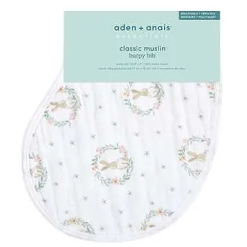 aden + anais Essentials Burpy Bib - 100% Cotton Muslin, Soft Absorbent, 4 Layers, 22.5" X 11", Blush...