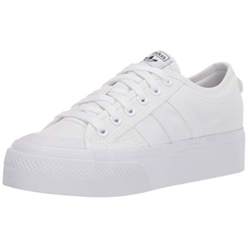 adidas Originals Women's Nizza Platform, White/White/White, 6