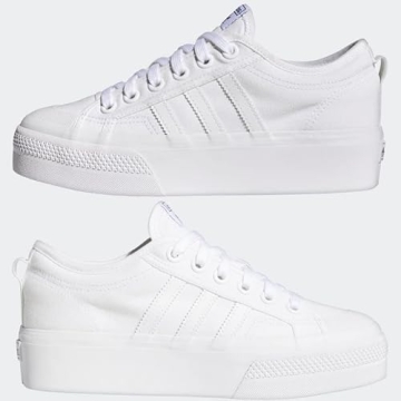 adidas Originals Women's Nizza Platform, White/White/White, 6