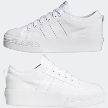 adidas Originals Women's Nizza Platform, White/White/White, 6