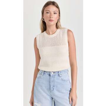 Joe's Jeans Women's The Cameron Sleeveless Crochet Top, Milk