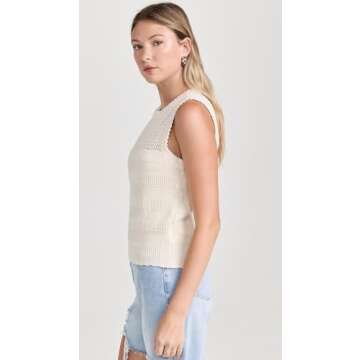 Joe's Jeans Women's The Cameron Sleeveless Crochet Top, Milk
