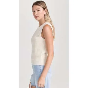 Joe's Jeans Women's The Cameron Sleeveless Crochet Top, Milk