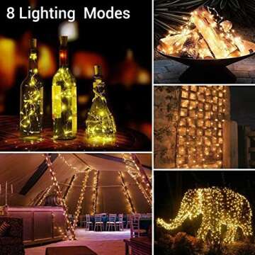 Joomer 2 Pack Solar Fairy Lights Outdoor, Waterproof 100LED 33ft Solar String Lights with 8 Modes, Super Bright Copper Wire Solar Lights Outdoor for Tree, Patio, Garden, Party Decoration(Warm White)