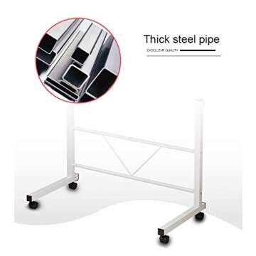 MTFY Rolling Sofa Side Snack Table Portable Laptop Computer Desk Stand with Wheels, Height Adjustable Breakfast TV Tray Bedside Coffee Table, Wood Desktop with Metal Frame (White 31.5" Lx15.7 W)