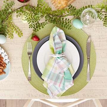 DII Cotton Plaid Napkin Set Machine Washable, 20x20, Spring Time, 6 Count