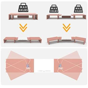 WESTREE Triple Dual Monitor Stand Riser, 56" Extra Long Monitor Stand for 1~2~3 Monitors, Monitor Stand with Length and Angle Adjustable, 3 Shelf Desktop Organizer Riser for Monitor Computer Laptop