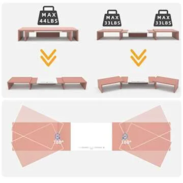 WESTREE Triple Dual Monitor Stand Riser, 56" Extra Long Monitor Stand for 1~2~3 Monitors, Monitor Stand with Length and Angle Adjustable, 3 Shelf Desktop Organizer Riser for Monitor Computer Laptop