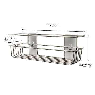 Command Shower Caddy Satin Nickel with Water Resistant Command Strips, Bathroom Organizer, Holds up ...