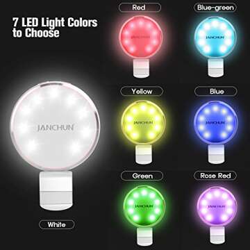 Selfie Ring Light, JANCHUN Rechargable Selfie LED Camera Light with 7 Light Colors and 3 Levels of Brightness - Rose Gold