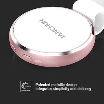 Selfie Ring Light, JANCHUN Rechargable Selfie LED Camera Light with 7 Light Colors and 3 Levels of Brightness - Rose Gold