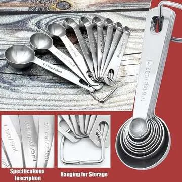 Luomorgo 9 Pcs/Set Measuring Spoons Set, Stainless Steel Measuring Spoons & Tablespoons, 1/16 tsp, 1/8 tsp, 1/4 tsp, 1/3 tsp, 1/2 tsp, 3/4 tsp, 1 tsp, 1/2 tbsp, 1 tbsp for Measuring Ingredients