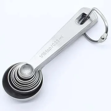 Luomorgo 9 Pcs/Set Measuring Spoons Set, Stainless Steel Measuring Spoons & Tablespoons, 1/16 tsp, 1/8 tsp, 1/4 tsp, 1/3 tsp, 1/2 tsp, 3/4 tsp, 1 tsp, 1/2 tbsp, 1 tbsp for Measuring Ingredients