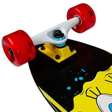 Kryptonics Spongebob 36" Complete Longboard Skateboard – Colorful Design for Kids, Great for Cruising & Tricks, Ideal for Spongebob Fans