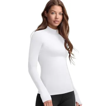 Comfortable Women's Long Sleeve Thermal Mock Neck Top