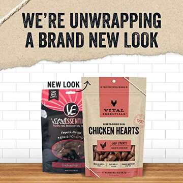 Vital Essentials Freeze Dried Raw Single Ingredient Dog Treats, Chicken Hearts, 3.75 oz | Premium Quality High Protein Training Treats | Grain Free, Gluten Free, Filler Free