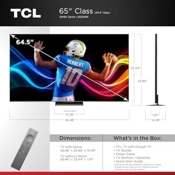 TCL 65-Inch Class QM8K Series QD-Mini LED 4K UHD Google Smart TV Next Generation Mini-LED TV - QLED,...