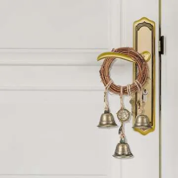 4 Pieces Witch Bells Protection Door Knob Hanger Witch Wind Chime 3.1 Inch Wreath Handmade Door Hanger Bell for Clear Negative Energy Witchcraft Home Decor Supplies for Boho Home(Elegant Style)