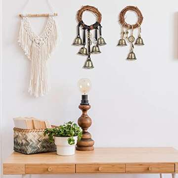 4 Pieces Witch Bells Protection Door Knob Hanger Witch Wind Chime 3.1 Inch Wreath Handmade Door Hanger Bell for Clear Negative Energy Witchcraft Home Decor Supplies for Boho Home(Elegant Style)