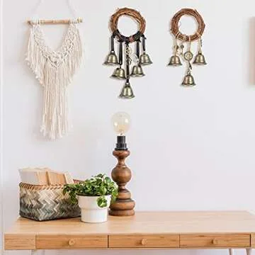 4 Pieces Witch Bells Protection Door Knob Hanger Witch Wind Chime 3.1 Inch Wreath Handmade Door Hanger Bell for Clear Negative Energy Witchcraft Home Decor Supplies for Boho Home(Elegant Style)