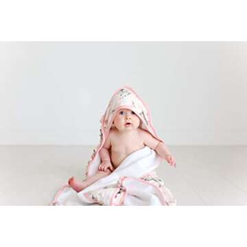 Posh Peanut Baby Ruffled Hooded Towel – Cotton Infant Towel for The House, Beach, Pool – Super Soft Newborn Drying Bath Towel – Great Idea (Vintage Pink Rose)