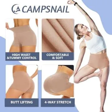 CAMPSNAIL Workout Biker Shorts Women - 3"/5"/8" High Waisted Tummy Control Spandex Booty Volleyball ...