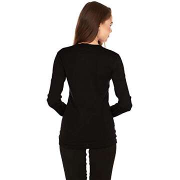 100% Merino Wool - Women's Midweight Base Layer - Long Sleeve Crew - Black - Medium