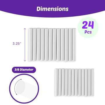 kedudes White Chalk - Chalkboard Chalk for Classrooms and Home - 24 Sticks of Dustless Chalk - Smooth Writing, Easy Cleanup - Suitable for Kids, Teachers, and Creative Spaces - 2 Boxes