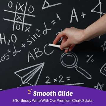 kedudes White Chalk - Chalkboard Chalk for Classrooms and Home - 24 Sticks of Dustless Chalk - Smooth Writing, Easy Cleanup - Suitable for Kids, Teachers, and Creative Spaces - 2 Boxes