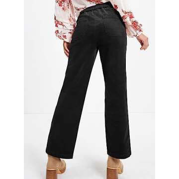 Acelitt Women Casual Fall Corduroy Pants Fashion 2024 Trendy Comfy Loose Elastic Waist Straight Leg ...