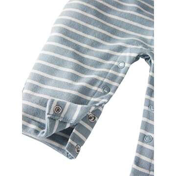 little planet by carter's unisex-baby Terry Jumpsuit made with Organic Cotton, Blue Stripes, 9 Months