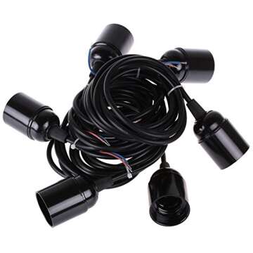 LemonBest 6 Head E27 Vintage DIY Ceiling Chandelier Light Fixtures Antique Adjustable Flush Mount Pendant Light Lamp