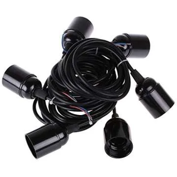 LemonBest 6 Head E27 Vintage DIY Ceiling Chandelier Light Fixtures Antique Adjustable Flush Mount Pendant Light Lamp