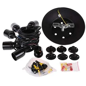 LemonBest 6 Head E27 Vintage DIY Ceiling Chandelier Light Fixtures Antique Adjustable Flush Mount Pendant Light Lamp