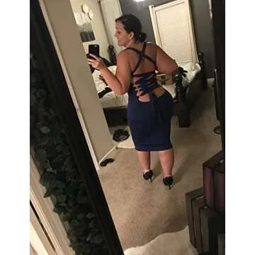 BEAGIMEG Women's Sexy Lace Up Backless Bodycon Midi Party Club Dress, Black, X-Large