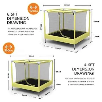 Safe YIsintruan Kids Trampoline for Indoor/Outdoor Play - 6.5FT/4.5FT
