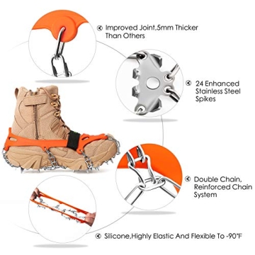 Durable Ice Cleats with Stainless Steel Spikes for Winter Safety