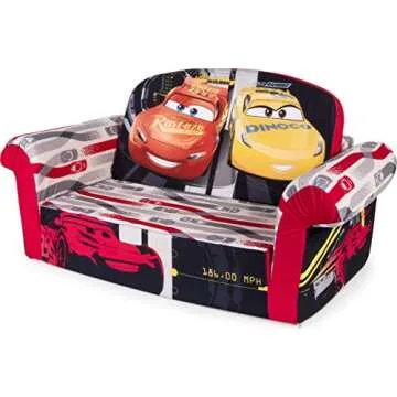 Marshmallow Furniture 2-in-1 Flip Open Foam Couch Bed Sleeper Sofa Kid's Furniture for Ages 18 Months and Up, Disney Pixar Cars 3