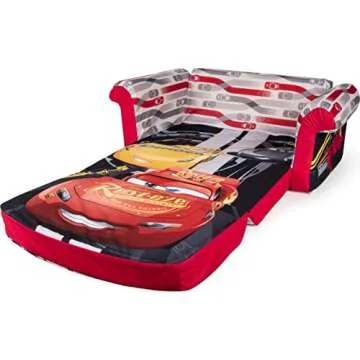 Marshmallow Furniture 2-in-1 Flip Open Foam Couch Bed Sleeper Sofa Kid's Furniture for Ages 18 Months and Up, Disney Pixar Cars 3