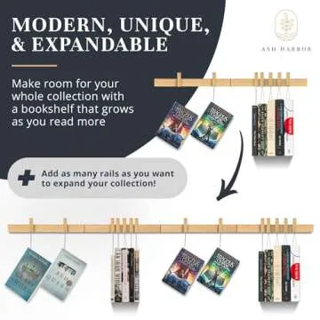 Ash Harbor Floating Wall Bookshelf - Wall Mounted Book Organizer with Included Bookmarks - Hardwood Hanging Bookshelf for Bedroom, Living Room, or Kitchen - A Thoughtful Gift for Book Lovers (Natural)