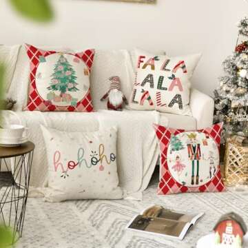 AVOIN colorlife Merry Christmas Nutcracker Red Throw Pillow Covers, 18 x 18 Inch Winter Holiday Part...