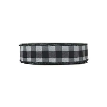 Buffalo Check Black White Ribbon - 1 1/2" x 50 Yards, Wired Edge Plaid Christmas Ribbon, Wreath, Farmhouse Decor, Garland, Presents, Gift Basket, Wrapping, Ribbons for Crafts