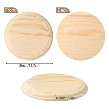 Pllieay 2Pcs 5 Inch Round Wooden Plaque Natural Pine Wood Base Unfinished Circle Plaque for Craft Pr...