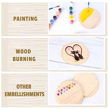 Pllieay 2Pcs 5 Inch Round Wooden Plaque Natural Pine Wood Base Unfinished Circle Plaque for Craft Projects and DIY Home Decoration