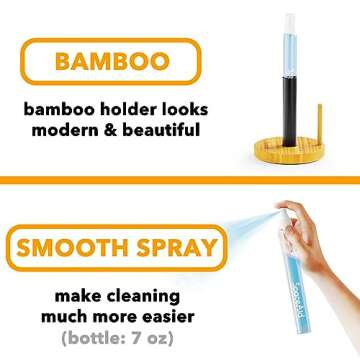 SpaceAid SprayNeat Paper Towel Holder with Spray Bottle, Countertop Paper Towels Holders Stand with Sprayer Inside Center, Under Cabinet Papertowels Roller for Kitchen and Bathroom (Black)