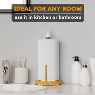 SpaceAid SprayNeat Paper Towel Holder with Spray Bottle, Countertop Paper Towels Holders Stand with Sprayer Inside Center, Under Cabinet Papertowels Roller for Kitchen and Bathroom (Black)