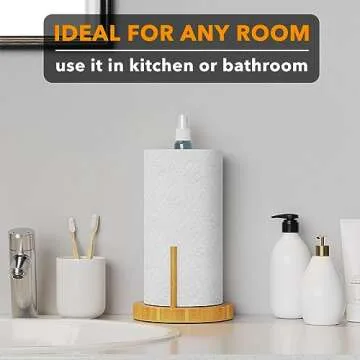 SpaceAid SprayNeat Paper Towel Holder with Spray Bottle, Countertop Paper Towels Holders Stand with Sprayer Inside Center, Under Cabinet Papertowels Roller for Kitchen and Bathroom (Black)