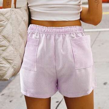 Women Cute Stripe Boxer Shorts Low Rise for Summer